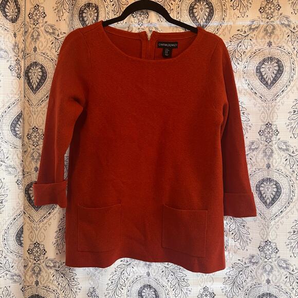 Cynthia Rowley Burnt Orange Sweater With Pockets Size Medium‎ - Picture 1 of 7